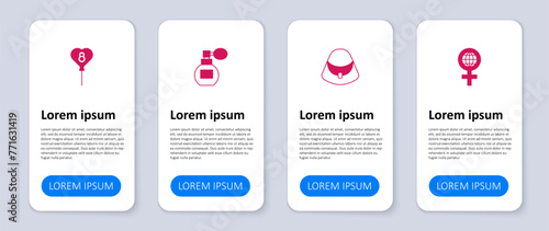 Set International Women Day, Handbag, Perfume and Balloons with 8 March. Business infographic template. Vector