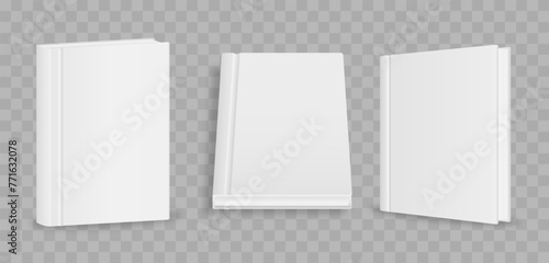 Blank magazine cover, book, booklet, brochure. Blank vertical book cover template with pages in front. Cover brochure mockup, white soft surface, catalog magazine tutorial. Vector illustration