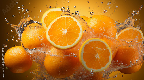 Citrus fruit bursting with orange hue