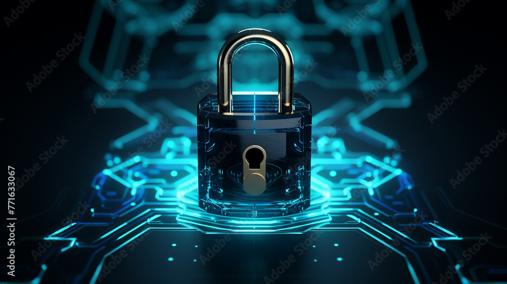A padlock symbol slowly being unlocked by a hacker s virtual tools - obrazy, fototapety, plakaty 