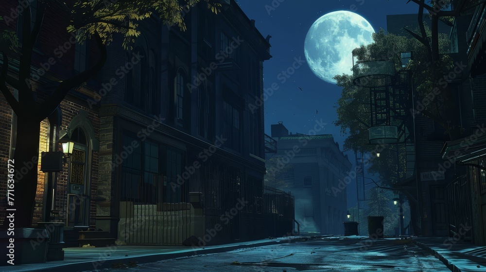 Obraz premium Moonlit heist, shadows moving silently, the ultimate theft