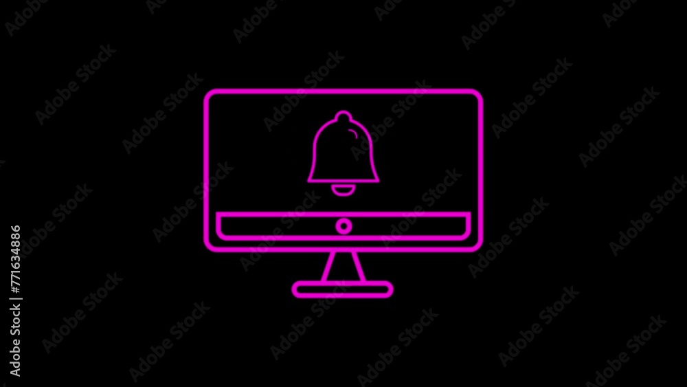 bell ringing on computer screen.4K animation.flat design bell ringing on computer screen.4K animation.flat design
