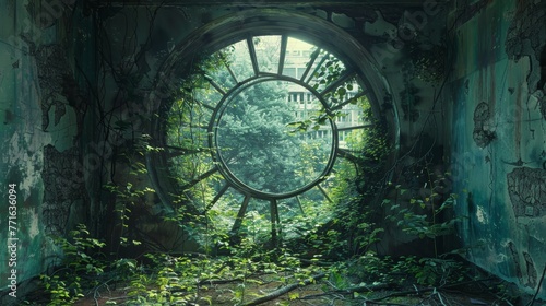 A window with a view of a forest