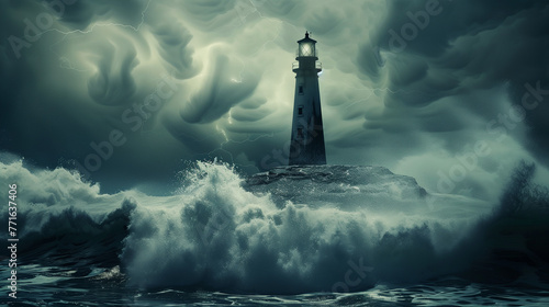 lighthouse in the sea © Zahoor