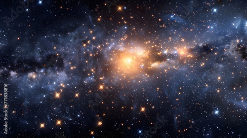 Distant galaxies in the boundless cosmic expanse. Star-filled universe concept.