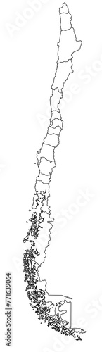 Outline of the map of Chile with regions