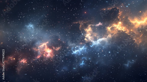 Sparkling starfields in the vast cosmic frontier. Cosmic orchestra of the universe.
