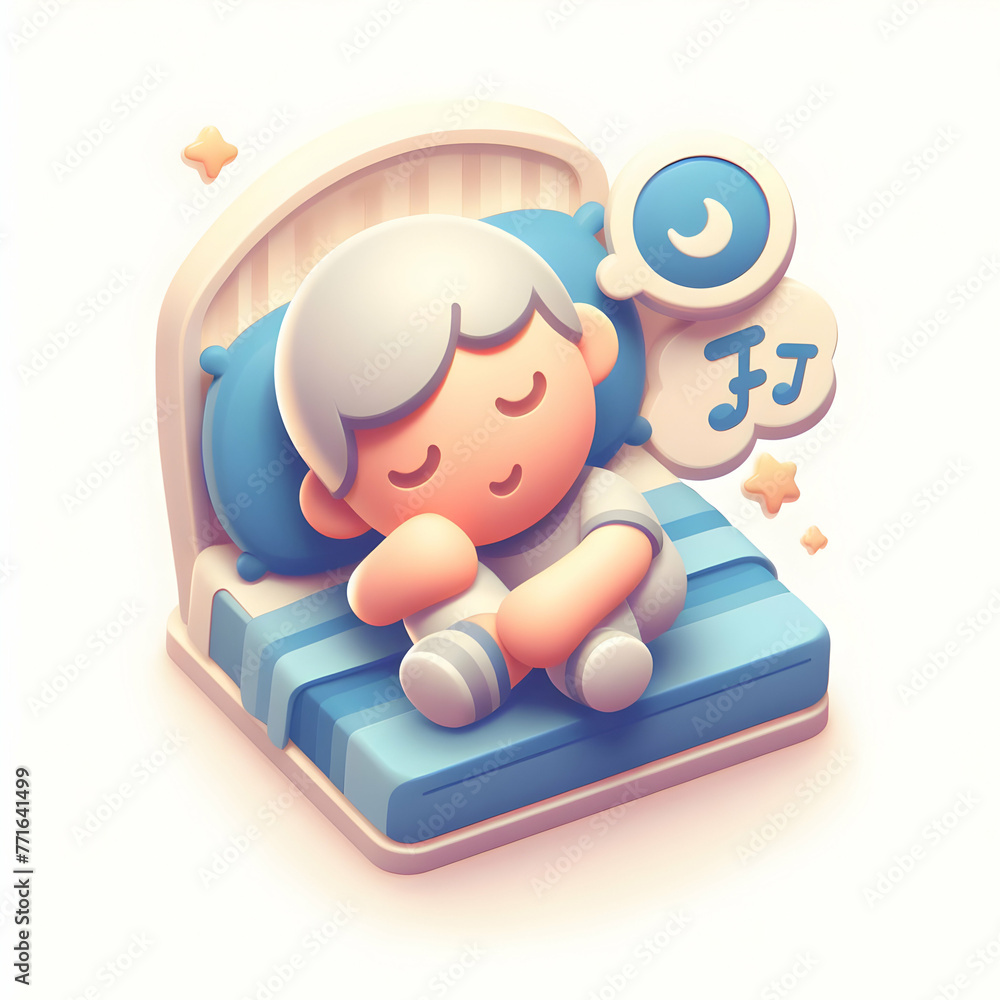 3d flat icon as Sweet Dreams as Baby Naptime in World Sleep Day theme with isolated white background ,Full depth of field, high quality ,include copy space, No noise, creative idea 3d flat icon as Sweet Dreams as Baby Naptime in World Sleep Day theme with isolated white background ,Full depth of field, high quality ,include copy space, No noise, creative idea