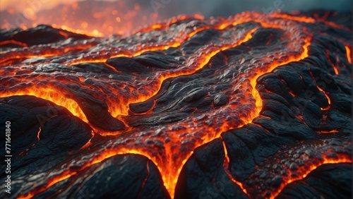 Volcanic Fury Ultra-Realistic 3D Lava Wave Render, Perfect for Wallpaper