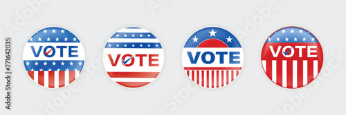 Election Badge 2024. United states of America presidential election. Set of vote 2024 badge buttons. Vector illustration.