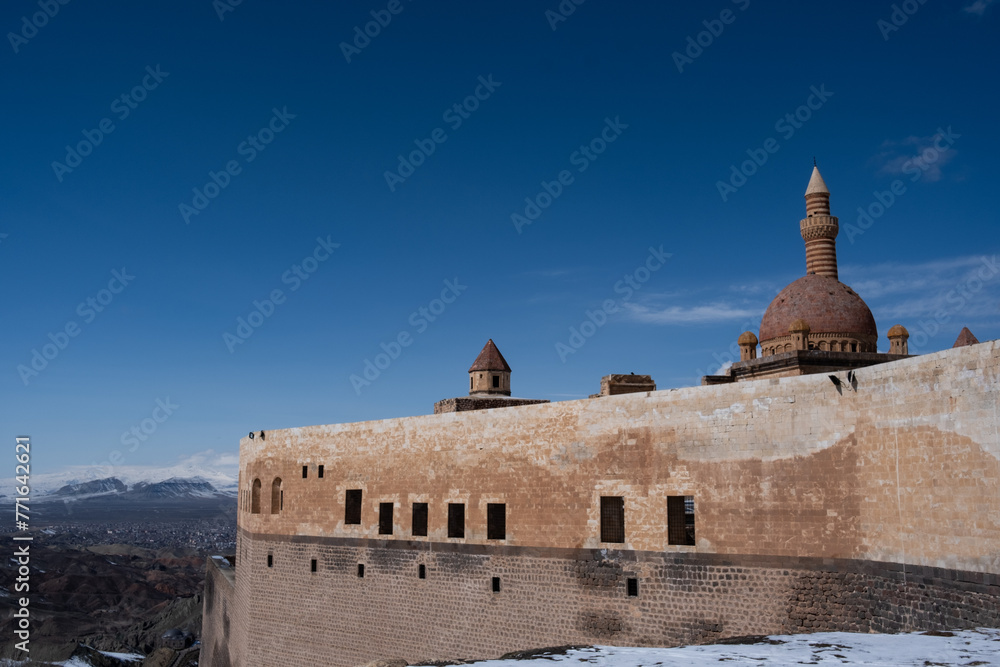 Ishak Pasha Palace ( Turkish : Ishak Pasa Sarayi ) is a semi-ruined palace and administrative complex located in the Dogubeyazit district of Agri province of eastern Turkey.