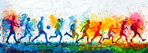 Multi colorful banner of sport and active lifestyle concept