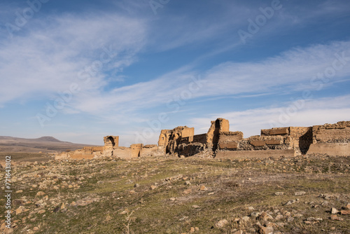 Ani site of historical cities  Ani Harabeleri   first entry into Anatolia  an important trade route Silk Road in the Middle Agesand. Historical Church and temple  in Ani  Kars  Turkey.