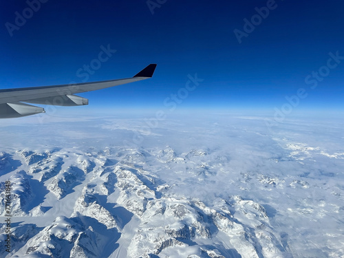 View of Greenland glaciers from a plane