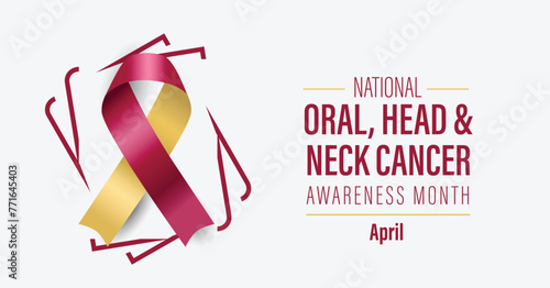 Oral, head and neck cancer awareness month. Observed each year in April. Greeting card, Banner poster, flyer and background design