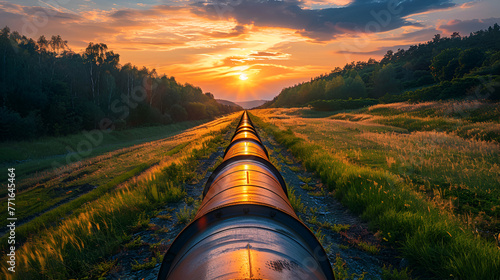 Hydrogen pipeline. Transformation of the energy, Clean energy, safe, carbon neutral, and balance of energy sources to replace natural gas. Generative AI  photo