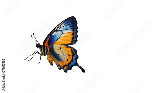 Beautiful butterfly in flight isolated on white background