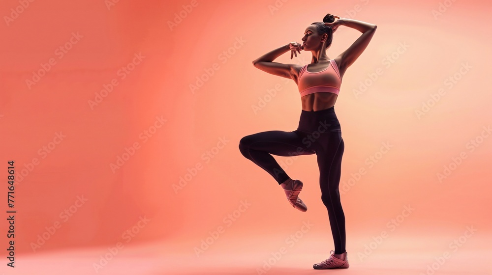 Woman doing ballet, studio photo