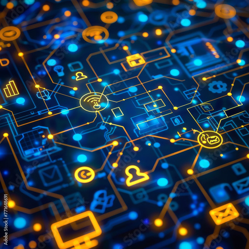 circuit board with Digital icons