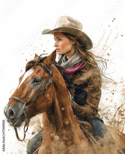 woman with horse clipart photo