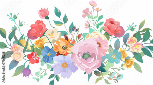 Illustration of an elegant floral arrangement with soft pastel colors and a variety of botanical elements,ai generated © Rajesh