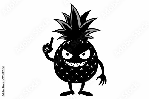 Pineapple doing an angry face with hand show middle finger vector illustration   photo