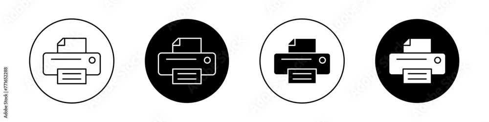 Print icon set. simple office printer vector symbol. print button ...