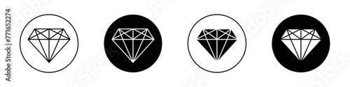 Diamond icon set. precious gemstone vector symbol. jewelry pictogram. premium sign.