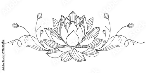 Lotus flower line art style, vesak day vector