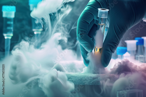 Experiment involving cryogenics conducted by a scientist