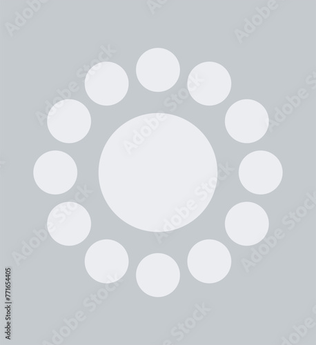 Twelve rounds around big circle. Birthday Calendar, first year collage, photo frame, year icon, 12 months banner, waiting or loading process. Flat vector illustration.