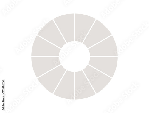 Vector circle diagram with 12 parts. Infographic or presentation template. Banner, calendar, Pie chart, waiting or loading process, circle graph. Flat vector illustration.