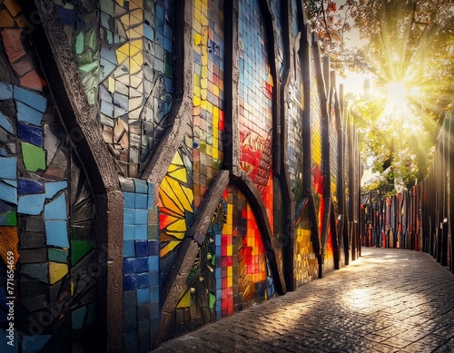 Radiant Spectrum: Sunlight Illuminating a Colorful Wall