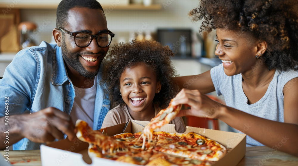 Family Enjoying Pizza Together