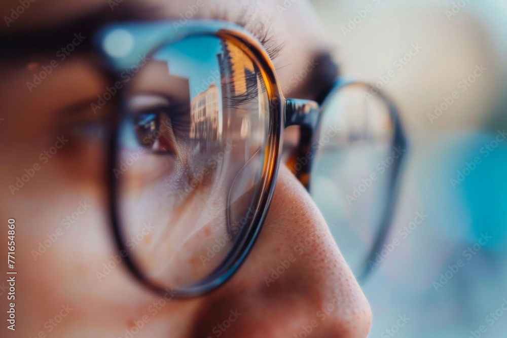 Poster Print Close Up of Person Wearing Glasses 40x26.7 cm