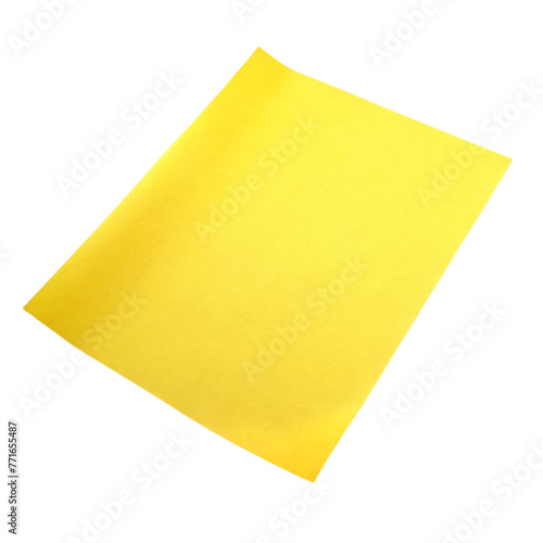 Yellow sticky note paper on transparent background.