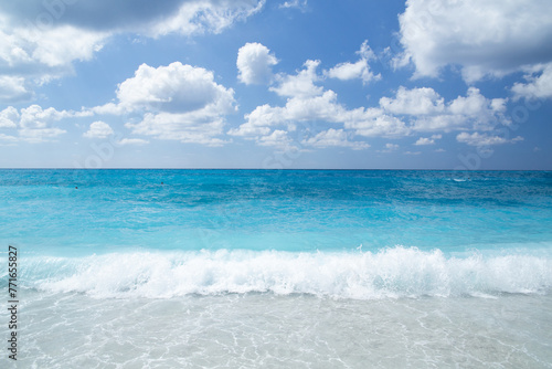 sea waves clouds in lefkada island, kathisma beach greece photo