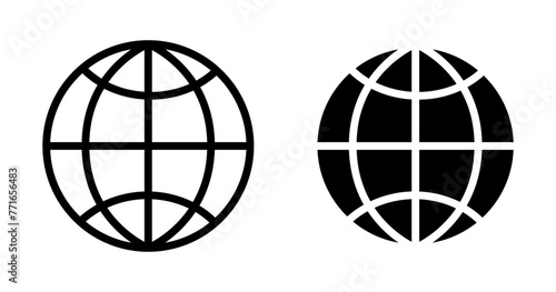 Global Representation and Earth Icon Set. Website Address and Universal Sign Symbols.