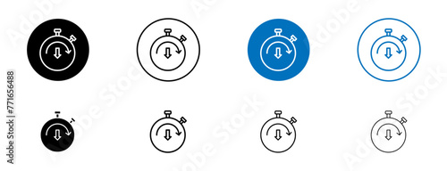 Down Time and Efficiency Icon Set. Reduced Operation Time and Time-Saving Symbols.