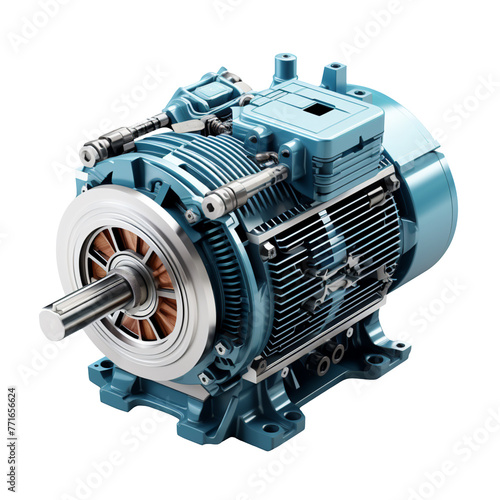 Generic electric motor isolated on transparent background, PNG available
