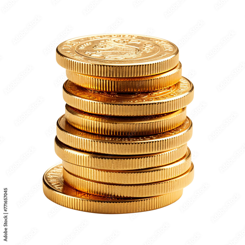 Gold Coins isolated on transparent background, PNG available