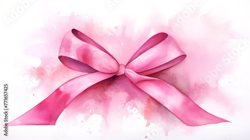 Watercolor breast cancer awareness with ribbon © Mukhlesur