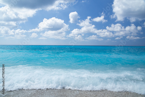 sea waves clouds in lefkada island, kathisma beach greece © sea and sun