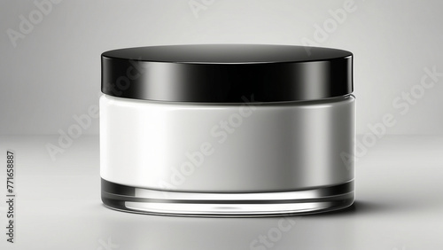 Sophisticated Silver Skincare Container with Glossy Black Lid