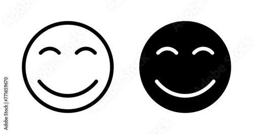 Smile Vector Icon Set Suitable for Apps and Websites UI Designs. Happy Face Emoji Icon. Positive Emoticon Sign.