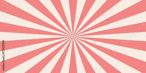 Retro background with rays or stripes in the center. Sunburst or solar burst retro background. Starburst abstract background. Vector illustration
