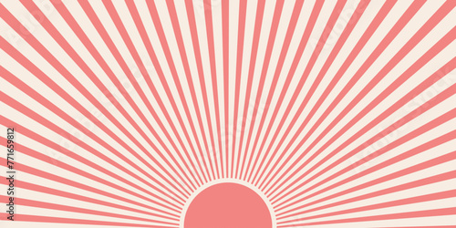 Retro background with rays or stripes in the center. Sunburst or solar burst retro background. Starburst abstract background. Vector illustration