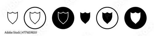 Shield Icon Set. Protect or Defense Symbol. Firewall Security Guarantee Shield Vector Icon suitable for apps and websites UI designs.