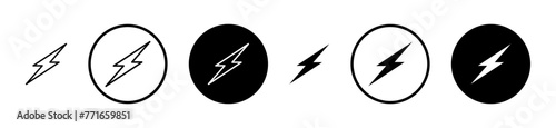 Thunder bolt vector icon set. power energy lightning line icon. Electric current pictogram suitable for apps and websites UI designs.