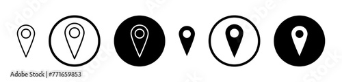 Map marker vector icon set. gps position pin line icon. location pointer sign. pinpoint destination location icon suitable for apps and websites UI designs. photo